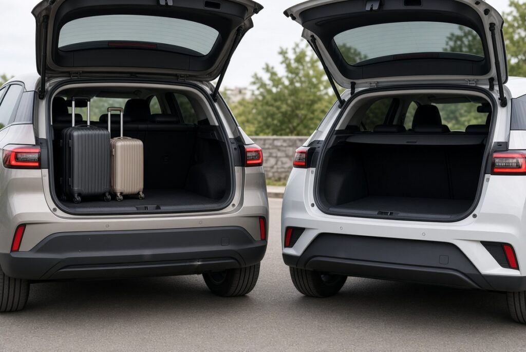 Geely EX2 vs Dolphin Mini: Qual Vale Mais a Pena? 4 Porta-malas do Geely EX2 comparado ao BYD Dolphin Mini