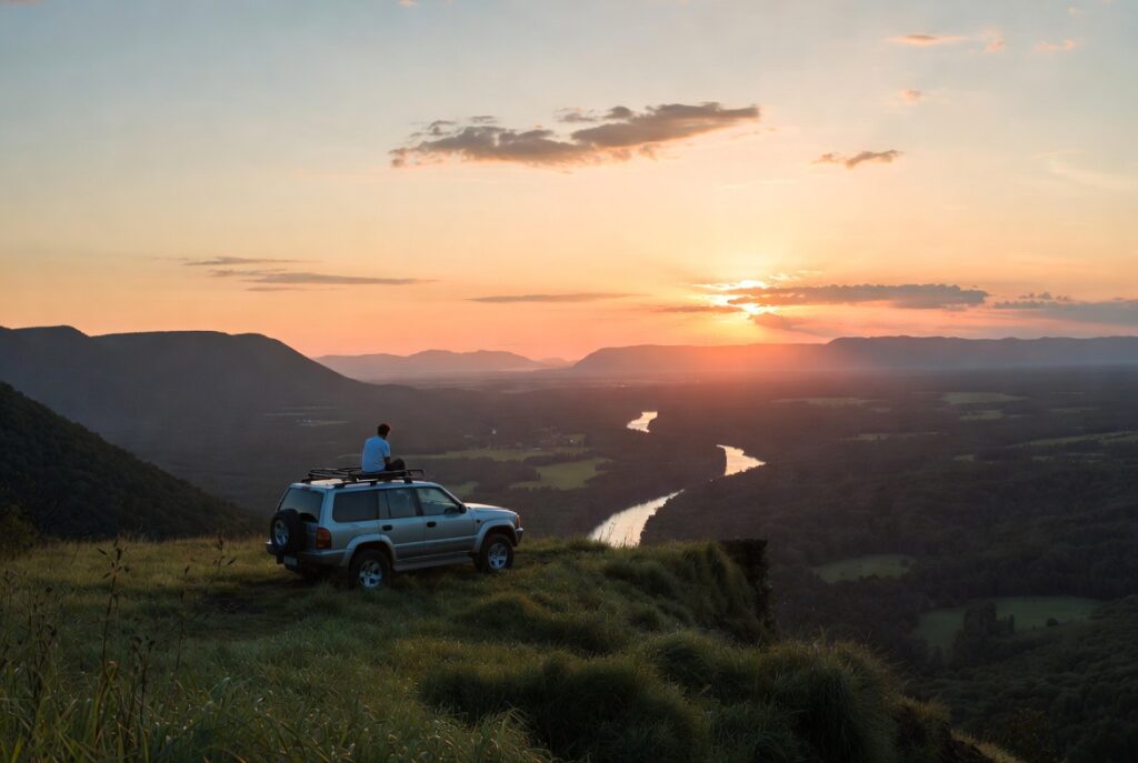 apreciando o horizonte do carro