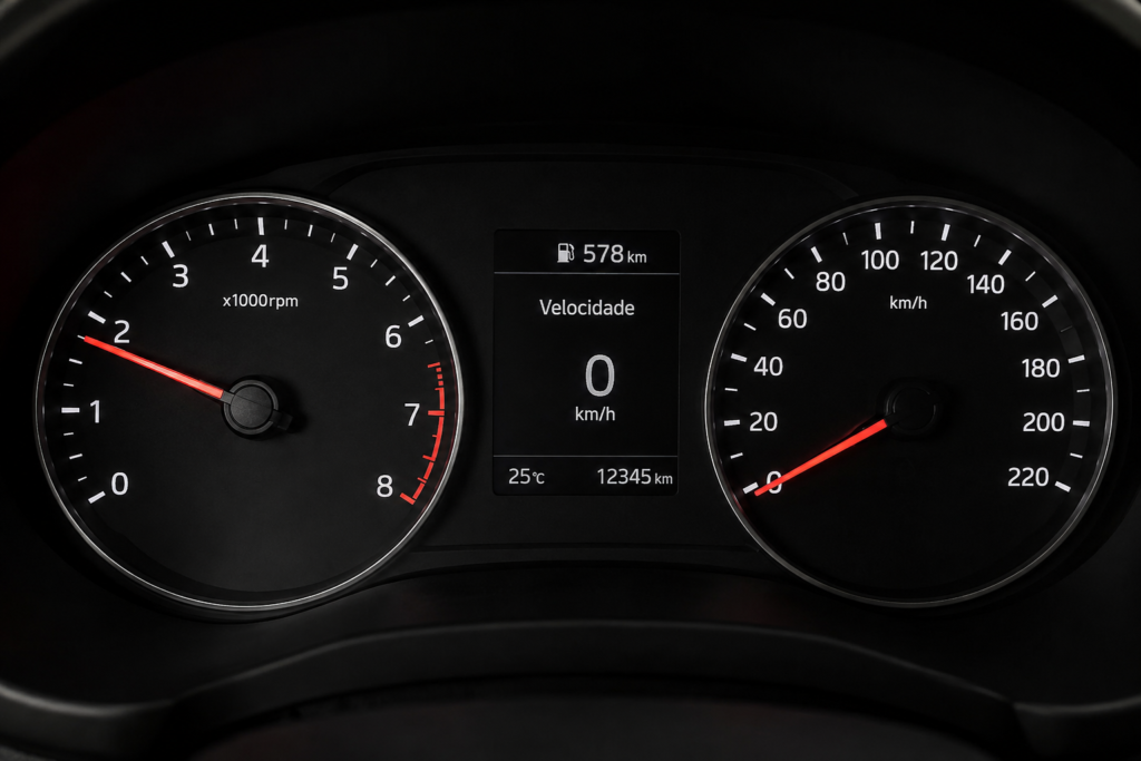 O Que É RPM do Carro? Entenda de Uma Vez por Todas 2 painel de carro popular mostrando o conta-giros marcando o RPM do motor