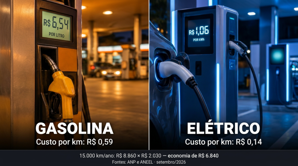 Polo vs Dolphin Mini: qual carro compensa mais para você? 5 Comparação do custo por quilômetro entre gasolina e recarga elétrica em casa